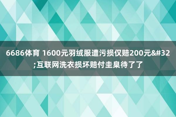 6686体育 1600元羽绒服遭污损仅赔200元 互联网洗衣损坏赔付圭臬待了了