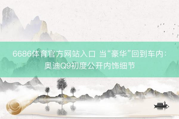 6686体育官方网站入口 当“豪华”回到车内：奥迪Q9初度公开内饰细节