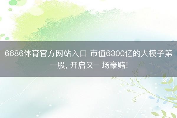 6686体育官方网站入口 市值6300亿的大模子第一股， 开启又一场豪赌!