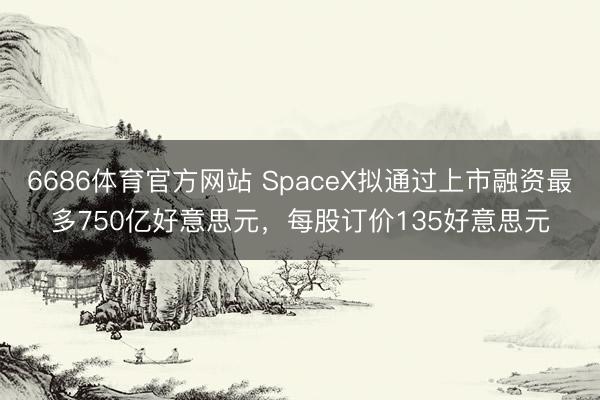 6686体育官方网站 SpaceX拟通过上市融资最多750亿好意思元，每股订价135好意思元