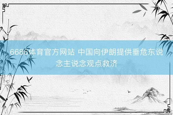 6686体育官方网站 中国向伊朗提供垂危东说念主说念观点救济